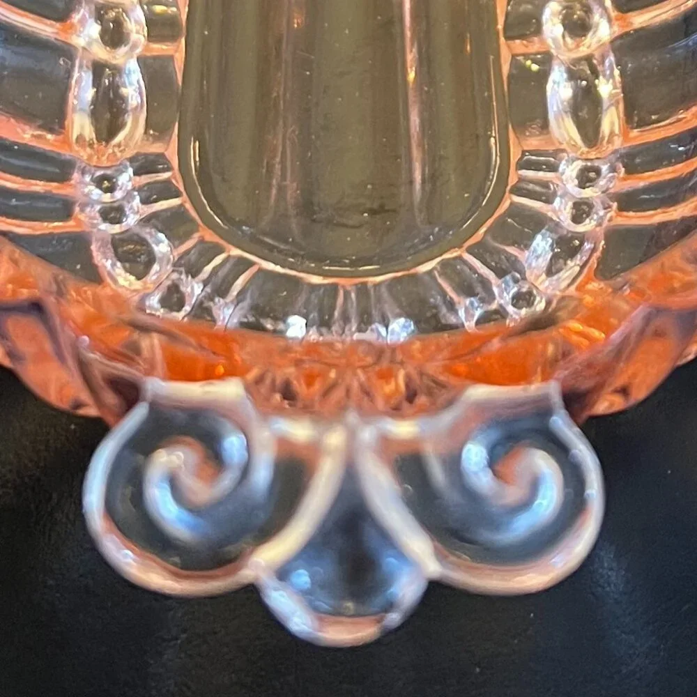 Vintage Anchor Hocking Old Cafe Pink Depression Glass Oval Relish Serving Dish